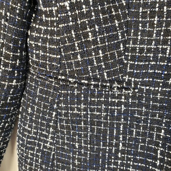J Crew Broadway Blazer Black Blue White Tweed Fringe AL219 Womens Size 4 - Picture 5 of 9